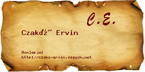 Czakó Ervin névjegykártya